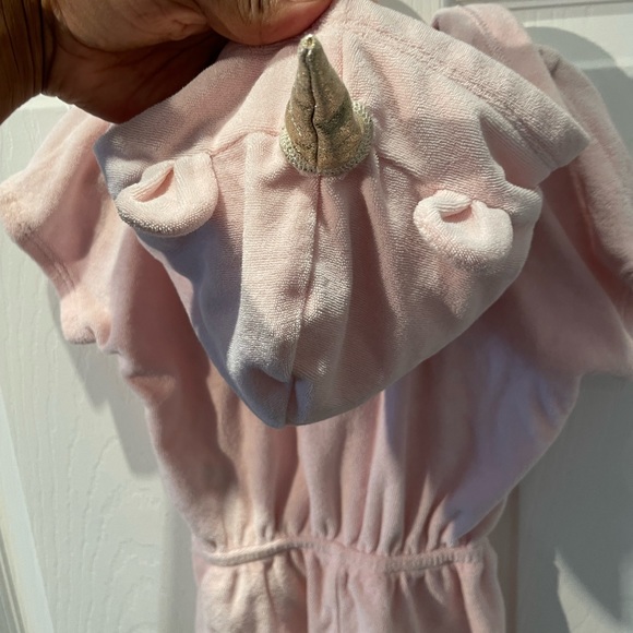 Baby GAP Pink Terry Romper with Unicorn Hood 18-24 months - Picture 3 of 7